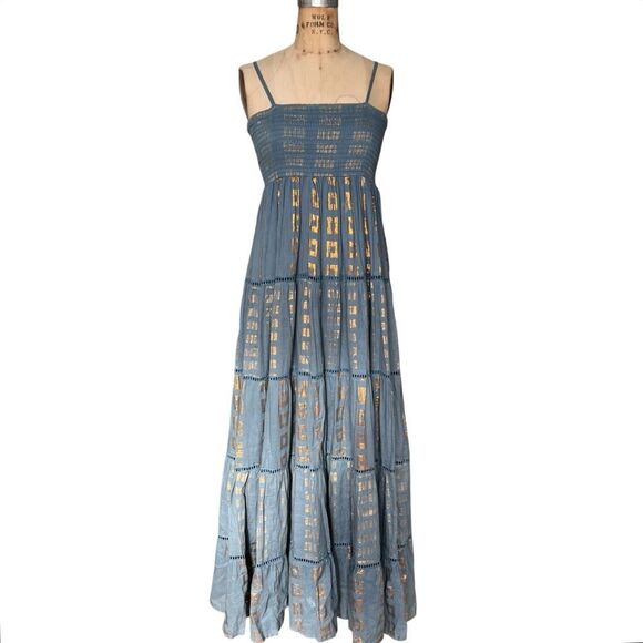 Guadalupe Dresses & Skirts - Guadalupe Blue Gold Accent Maxi Dress Size Small